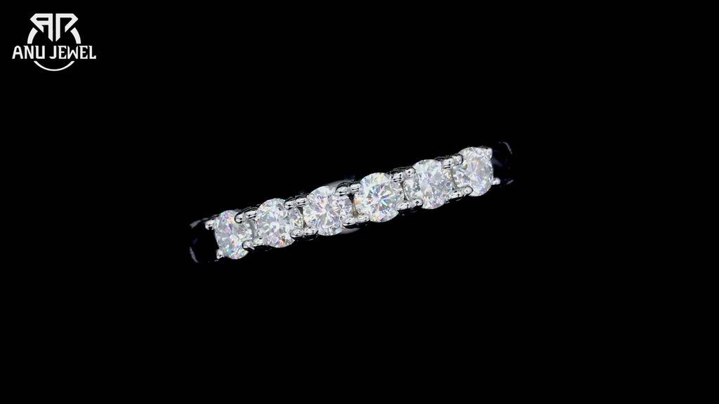 3mm Moissanite Wedding Band 0.6cttw - Sterling Silver Eternity Ring