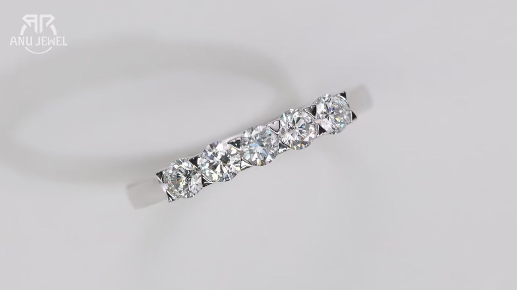 3mm Lab Grown Diamond Half Eternity Band 0.50ct - 14K White Gold Wedding Ring