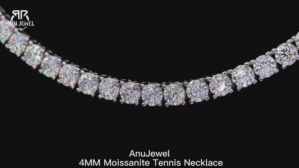 4mm Moissanite Tennis Necklace - 18K Gold Plated 925 Sterling Silver D Color