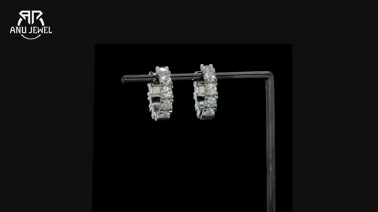 D-Color Moissanite Huggie Hoop Earrings - 925 Sterling Silver