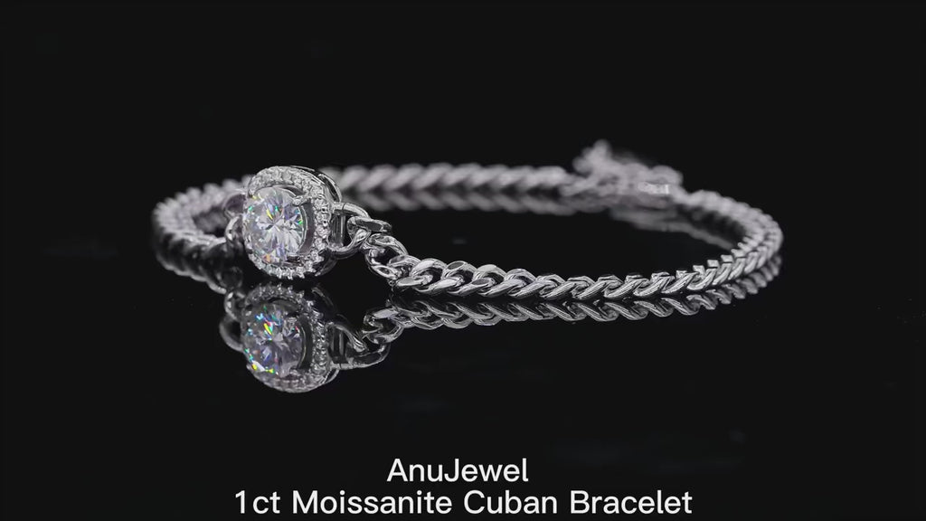 Moissanite Link Bracelet - 925 Sterling Silver Adjustable