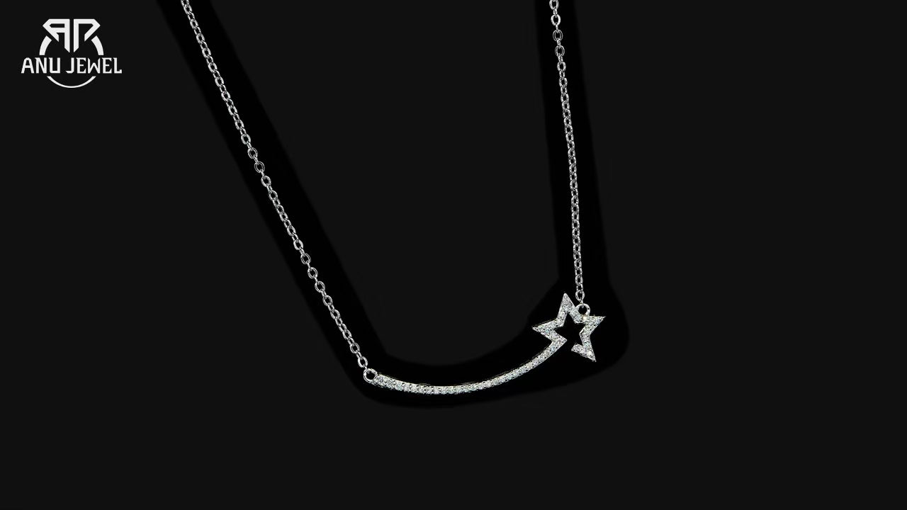 Moissanite Smile Pendant Necklace - 18K Gold Plated 925 Sterling Silver D Color