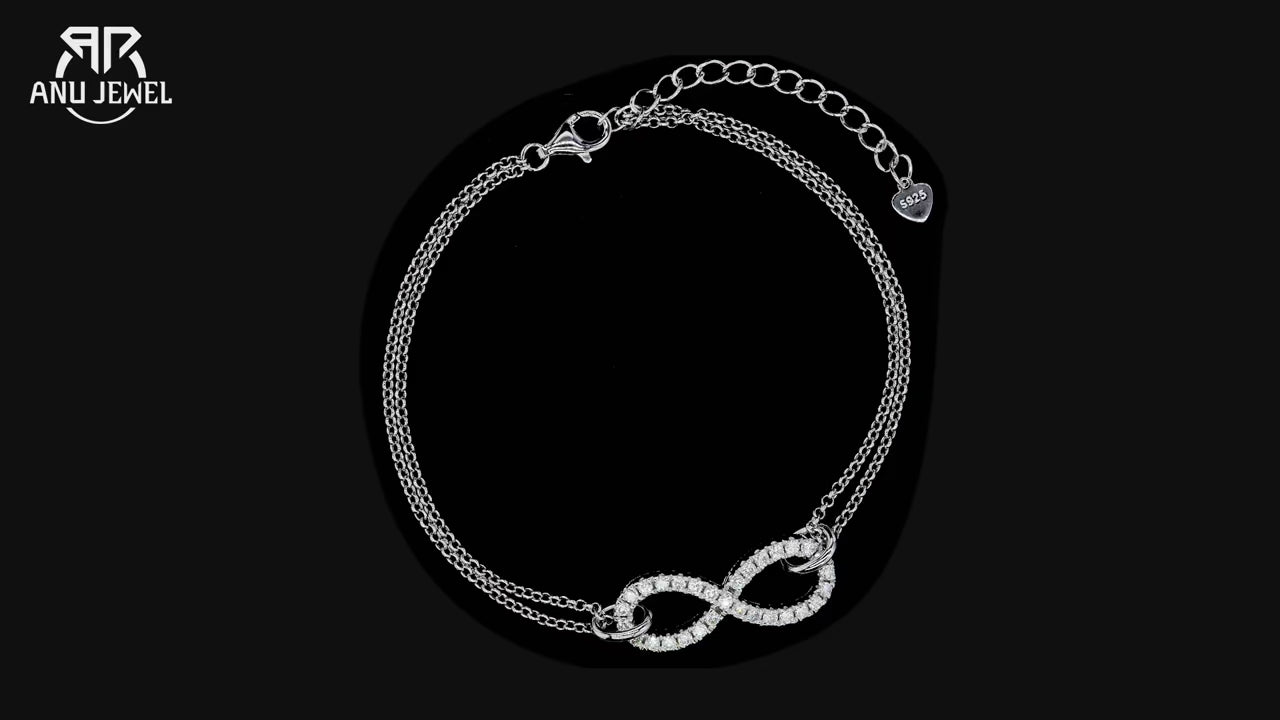 Moissanite Bow Bracelet - 925 Sterling Silver Adjustable