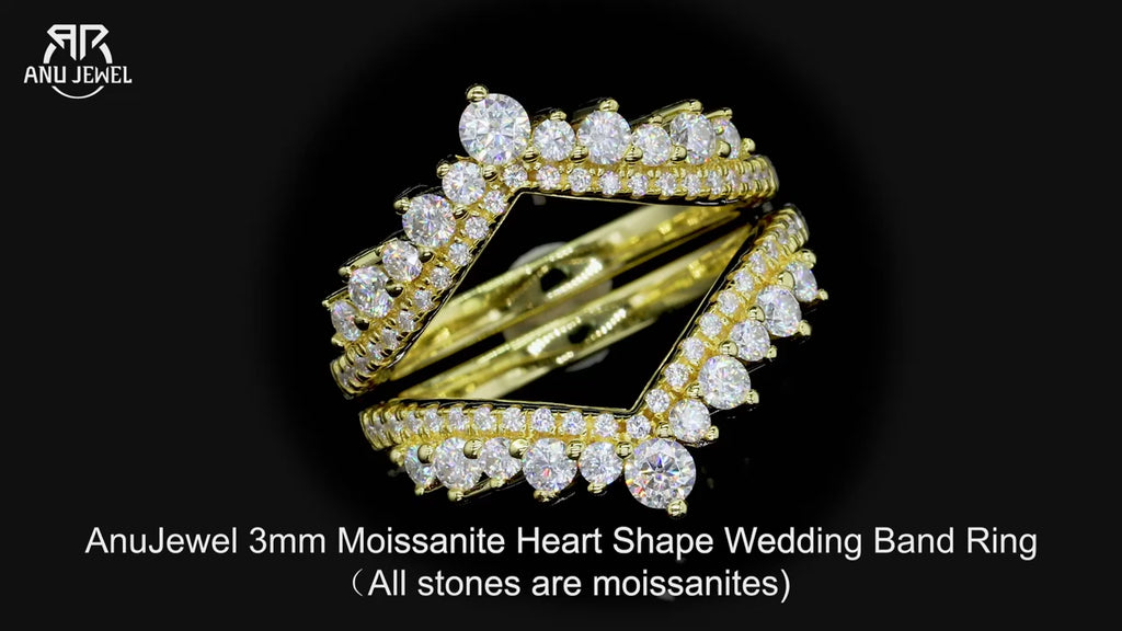 3mm Heart Moissanite Eternity Ring - Sterling Silver Romantic Wedding Band