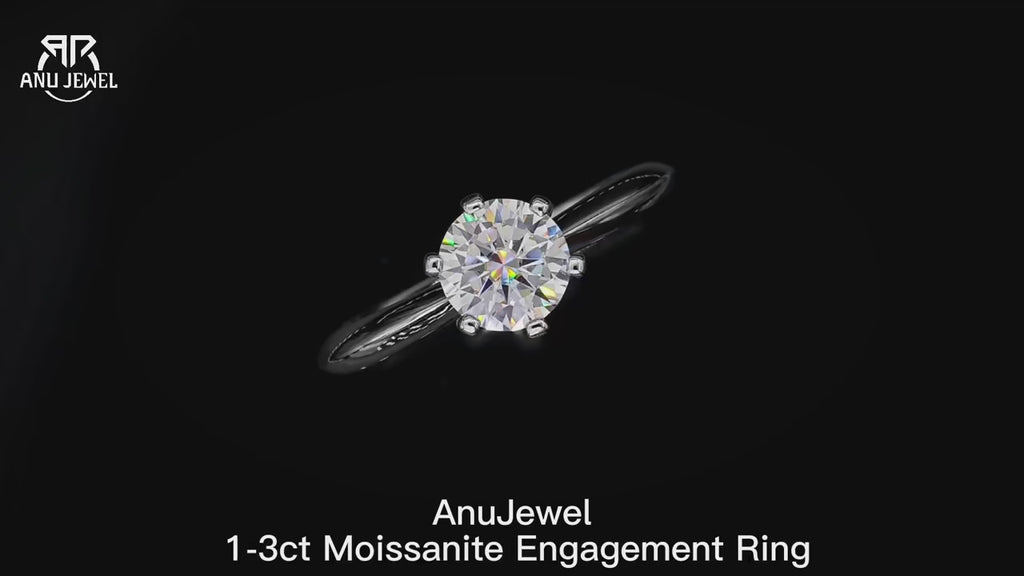 D-Color Moissanite Solitaire Engagement Ring - 925 Sterling Silver