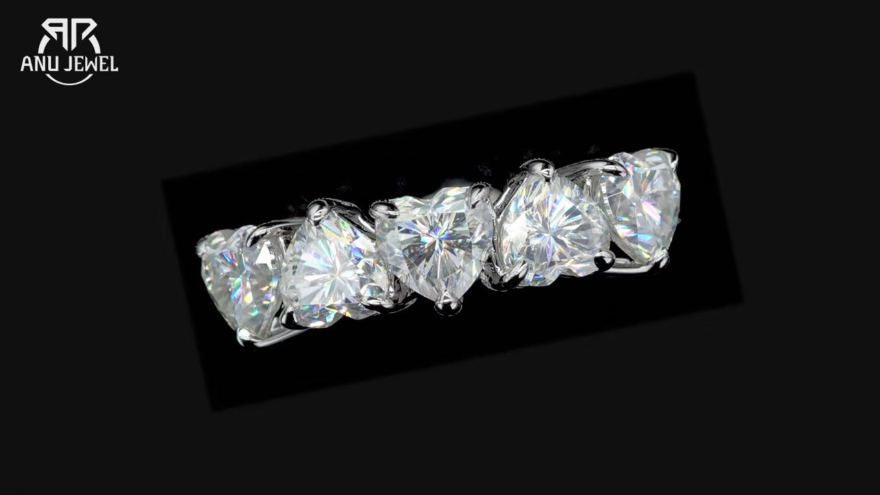 Heart Cut D Color Moissanite Eternity Band 2.5cttw - 18K Gold Plated Sterling Silver