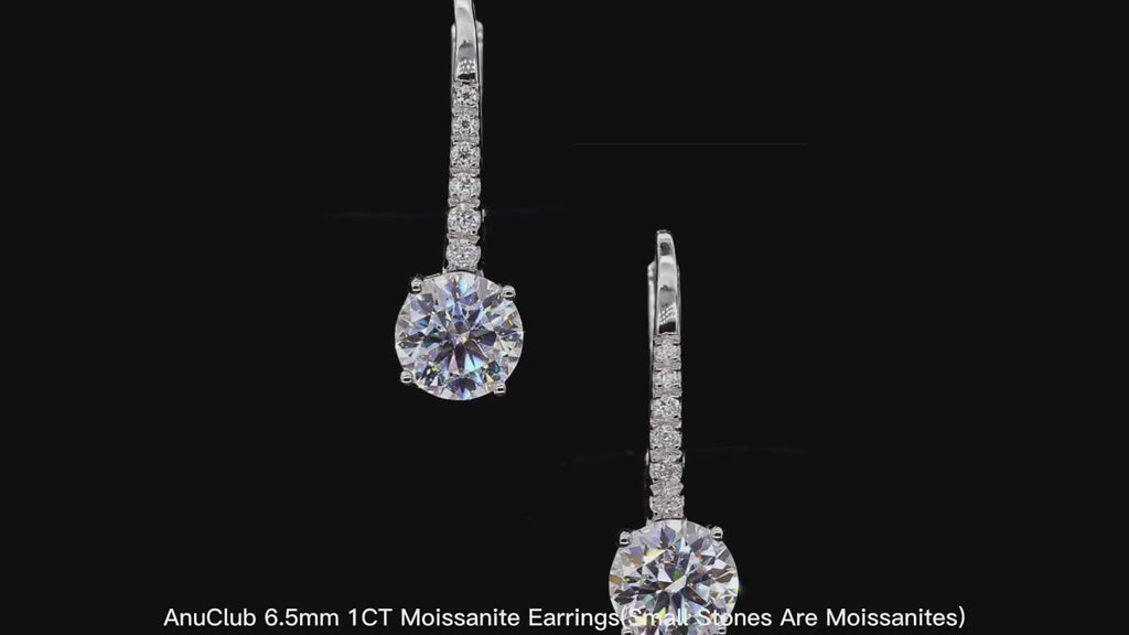 1ct D-Color Moissanite Dangle Drop Earrings - 925 Sterling Silver