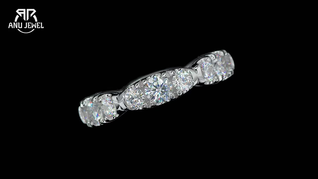 D Color Moissanite Eternity Band - 18K Gold Plated Sterling Silver