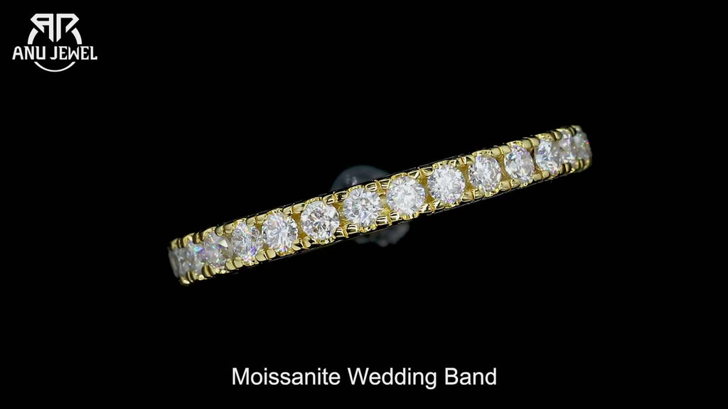 1.9mm Moissanite Wedding Band - Sterling Silver Delicate Ring