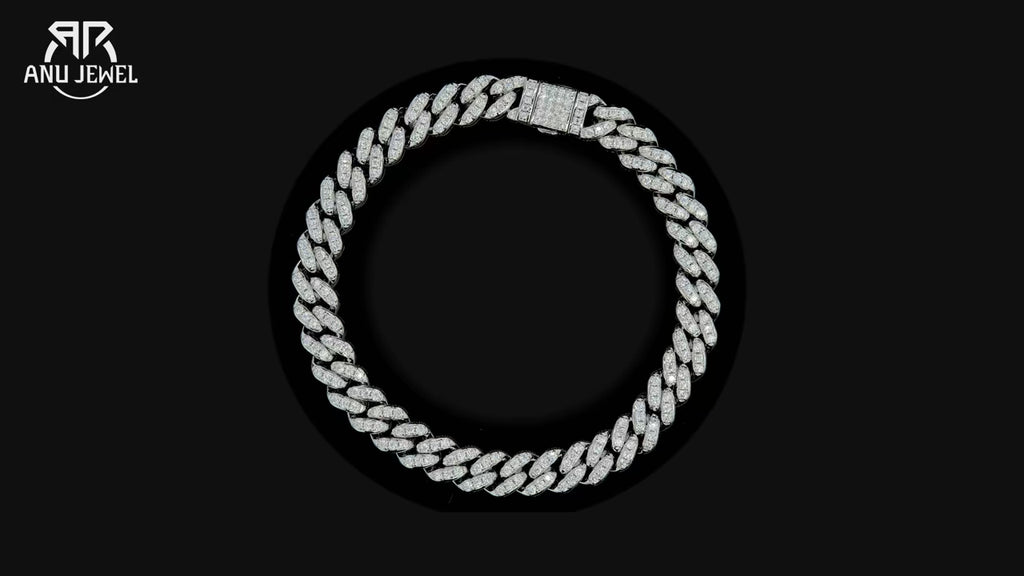 Moissanite Link Chain Bracelet - 925 Sterling Silver Statement