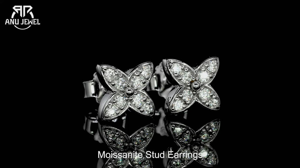 1.5mm D-Color Moissanite Cross Stud Earrings - 925 Sterling Silver