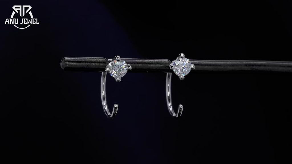 4mm D-Color Moissanite Hoop Earrings - 925 Silver 18K Gold Plated