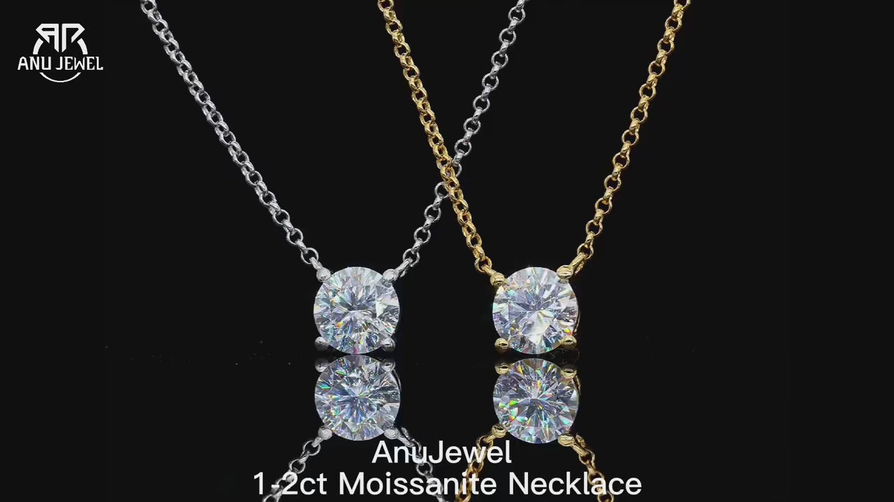 Moissanite Pendant Necklace - 18K Gold Plated D Color Diamond Necklace