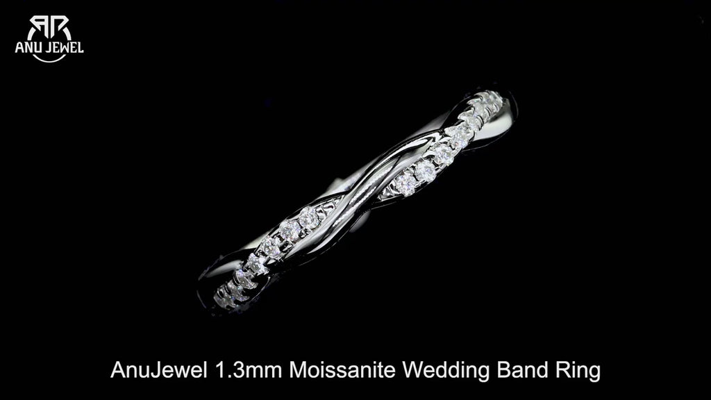 1.3mm D Color Moissanite Eternity Band - Ultra Delicate Sterling Silver Ring