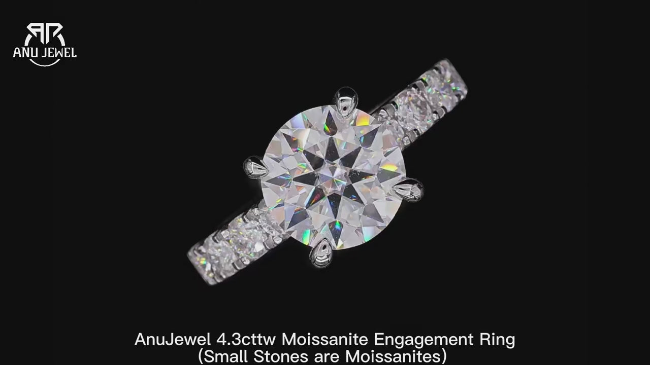 Moissanite Halo Engagement Ring - Sterling Silver Vintage Style Ring