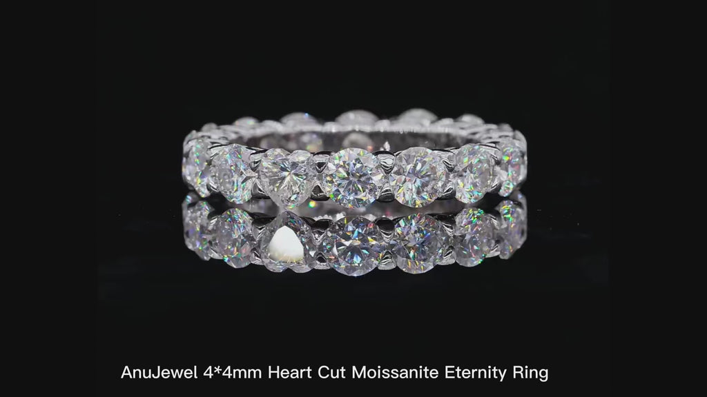 4mm Heart Moissanite Eternity Band - Gold Plated Sterling Silver