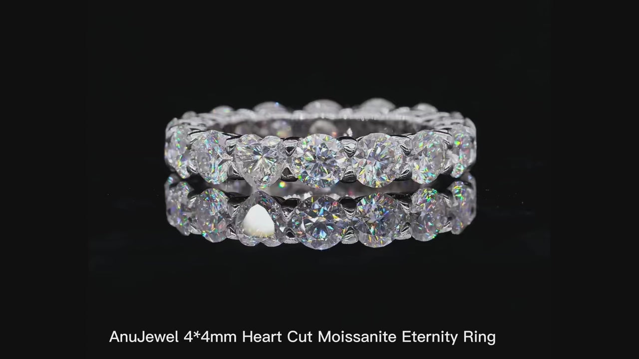 4mm Heart Moissanite Eternity Band - Gold Plated Sterling Silver
