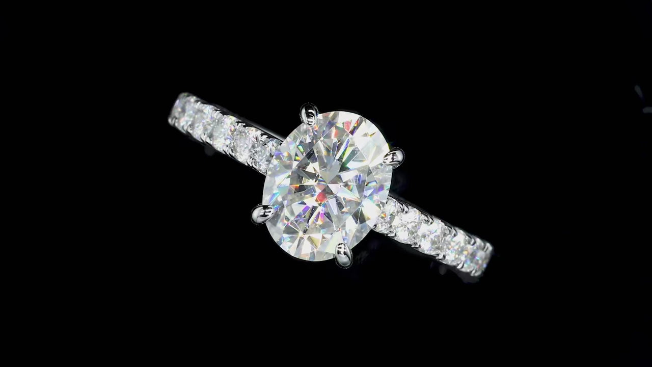 2ct Oval Cut D-Color Moissanite Ring - 925 Sterling Silver 18K Gold Plated