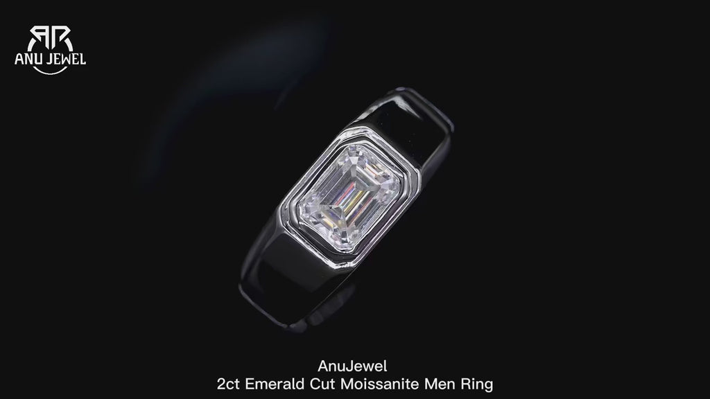 2ct Emerald Cut D-Color Moissanite Ring - 925 Sterling Silver 18K Gold Plated