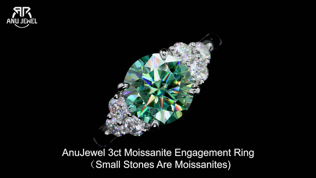 Moissanite Color Engagement Ring - Sterling Silver Statement Ring