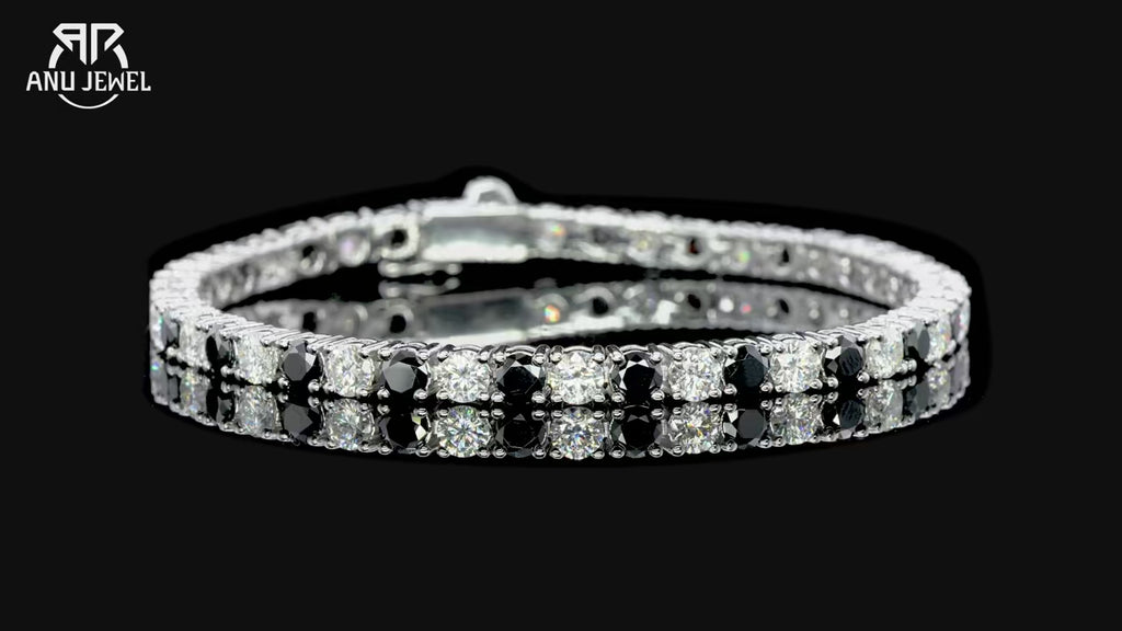 4mm Black Moissanite Tennis Bracelet - 925 Sterling Silver