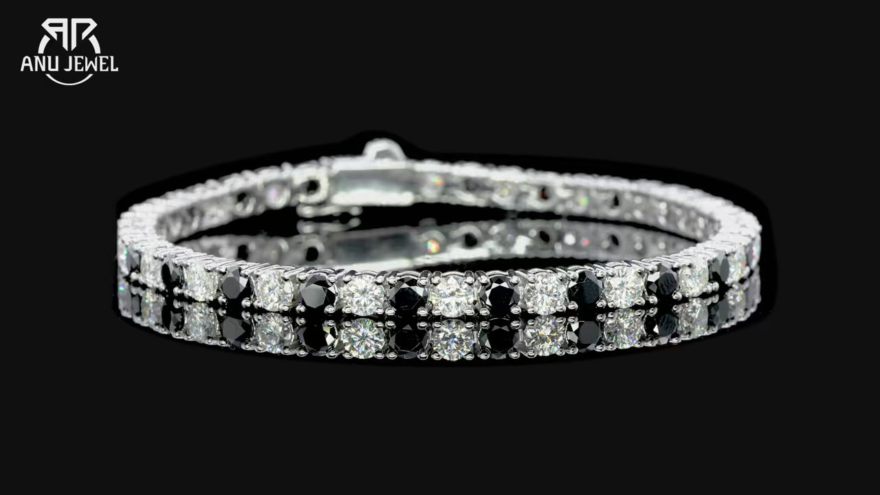 4mm Black Moissanite Tennis Bracelet - 925 Sterling Silver