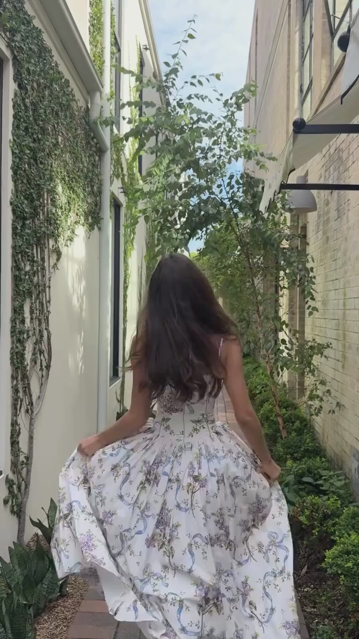 Floral Print Spaghetti Strap Midi Sundress - Cottagecore Style