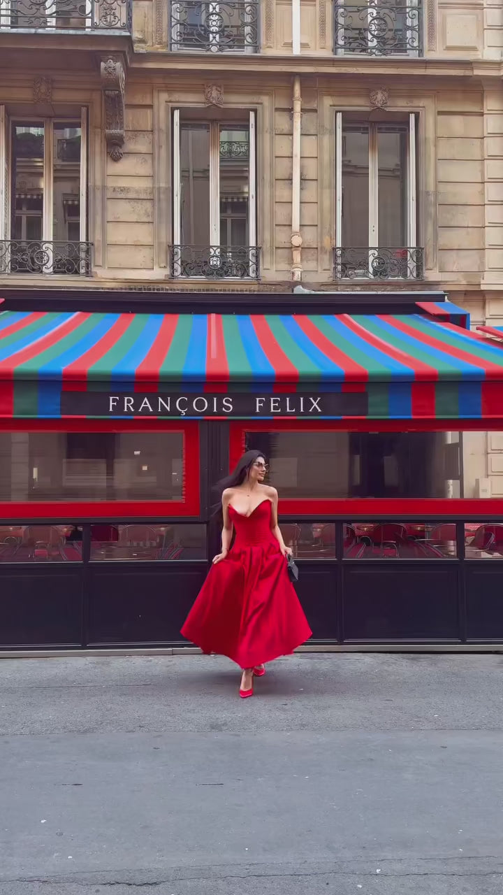 Strapless Corset Midi Dress - Cottagecore Style (Colorful)