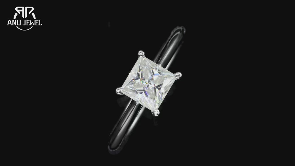 1.2ct Princess Cut D-Color Moissanite Engagement Ring - 925 Sterling Silver