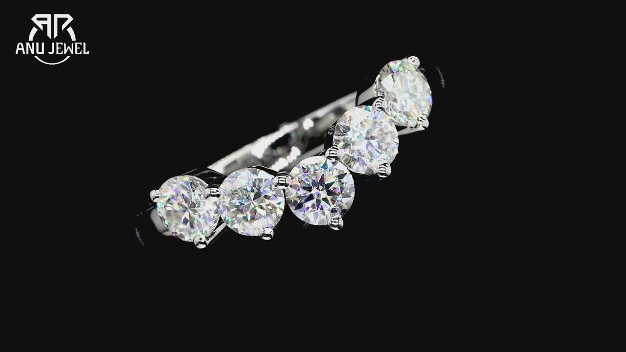 4mm D Color Moissanite Wedding Band - 1.5ctw Sterling Silver