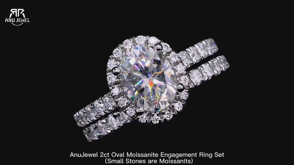 2.6ct Oval Cut D-Color Moissanite Bridal Ring Set - 925 Sterling Silver