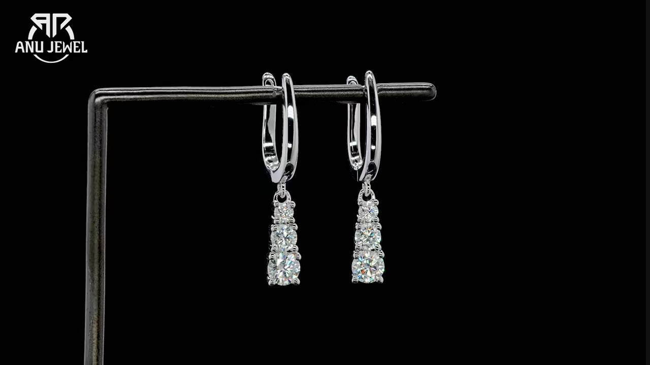 1.8ct D-Color Moissanite Dangle Drop Earrings - 925 Sterling Silver