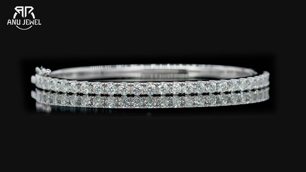 3mm Half Eternity Moissanite Bracelet - 925 Sterling Silver 18K Gold Plated