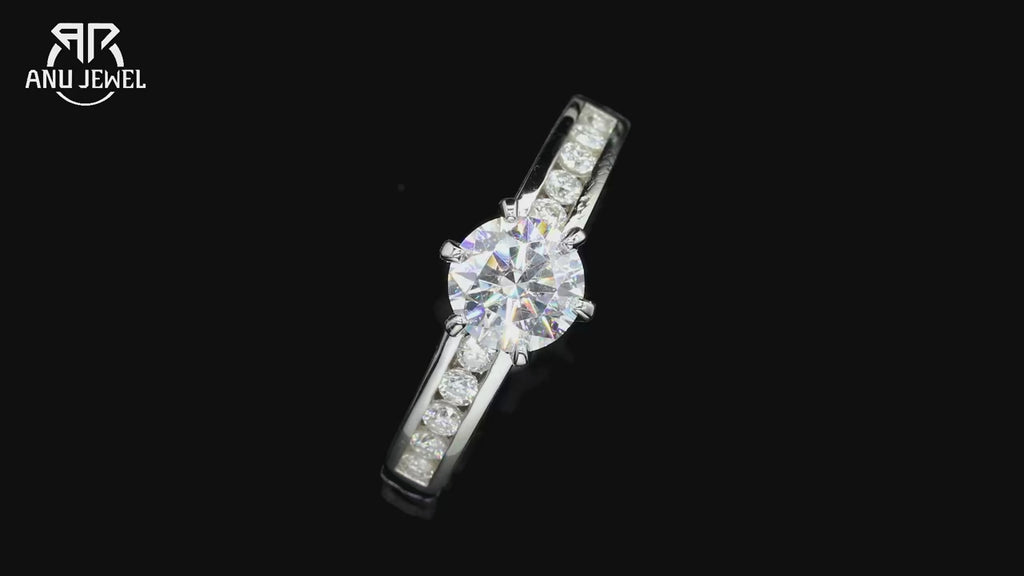 1ct D-Color Moissanite Engagement Ring - Princess or Round Cut - 925 Sterling Silver