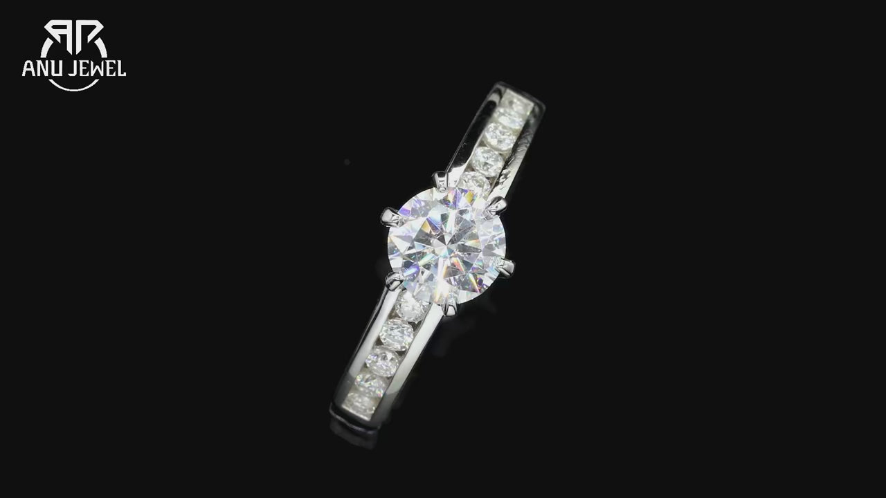 1ct D-Color Moissanite Engagement Ring - Princess or Round Cut - 925 Sterling Silver