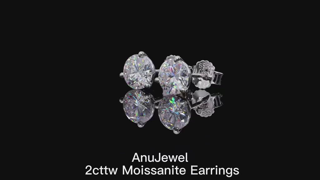 2ct D-Color Moissanite Stud Earrings - 925 Sterling Silver
