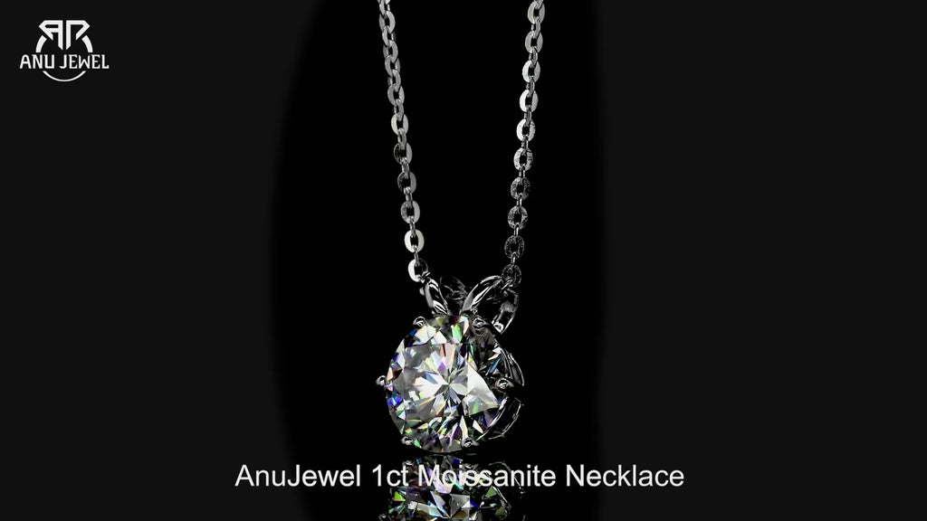 Moissanite Pendant Necklace - 18K Gold Plated D Color Diamond Necklace