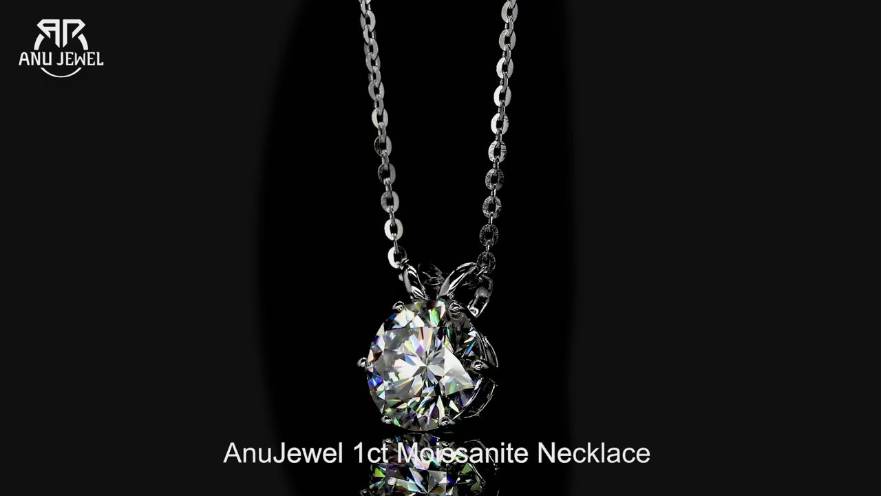 Moissanite Pendant Necklace - 18K Gold Plated D Color Diamond Necklace