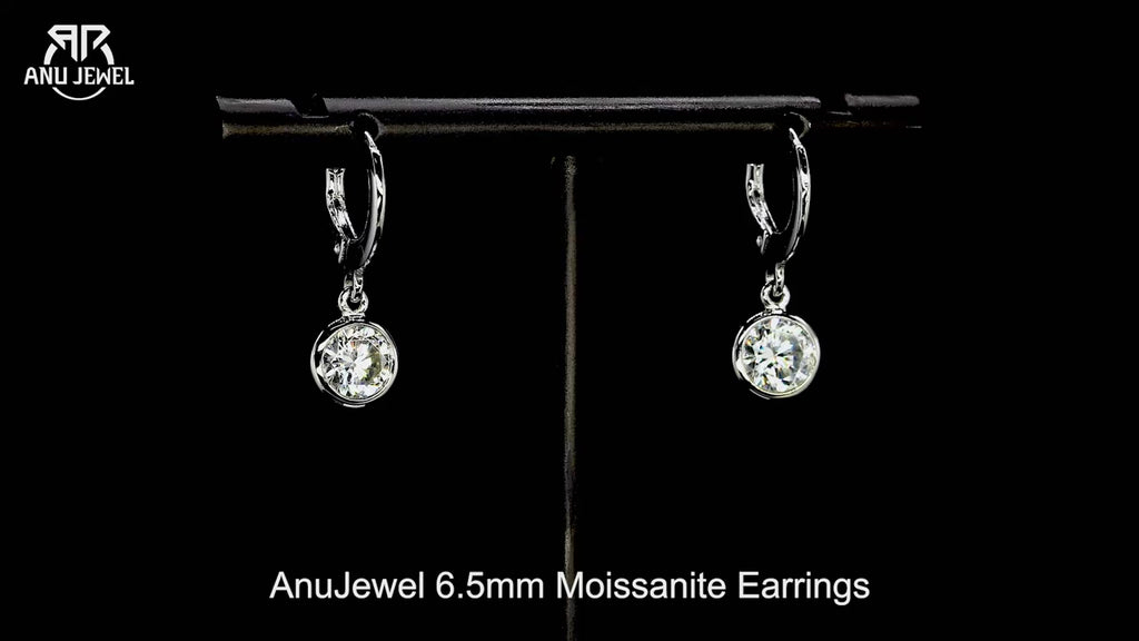 2ct Moissanite Huggie Hoop Drop Earrings - 925 Sterling Silver