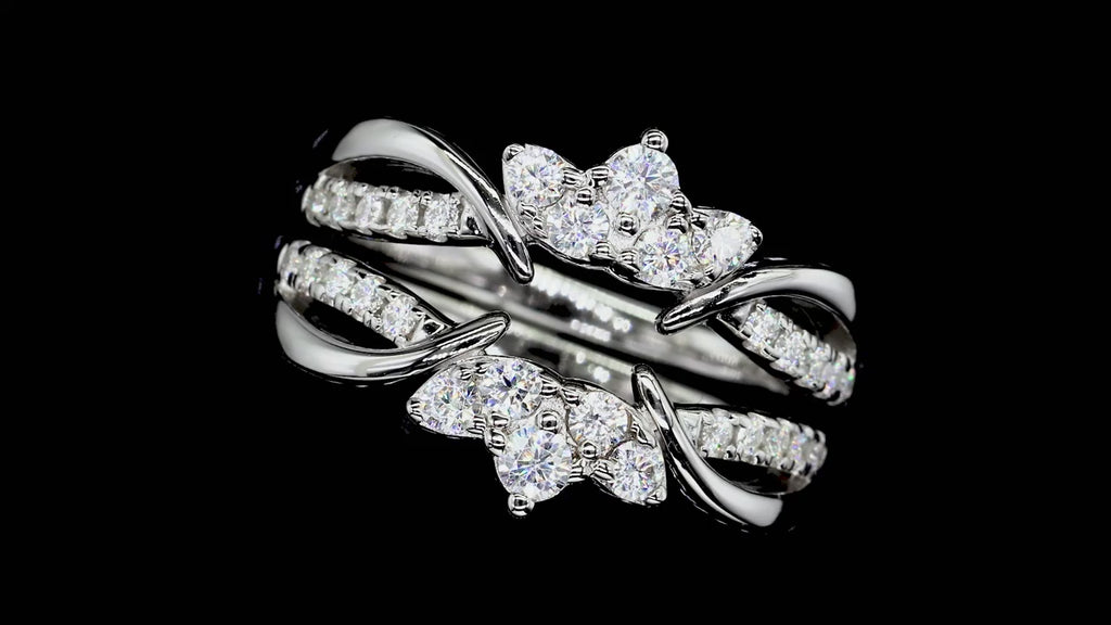 D Color Moissanite Crown Wedding Band Set - 925 Sterling Silver Bridal Ring Set