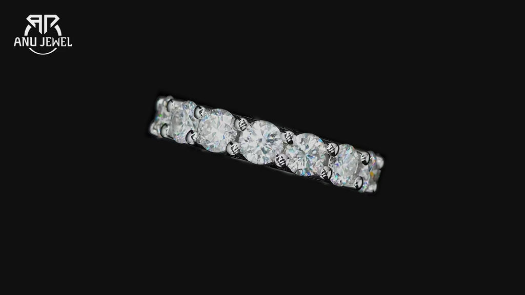 4.5mm D Color Moissanite Eternity Band - Sterling Silver
