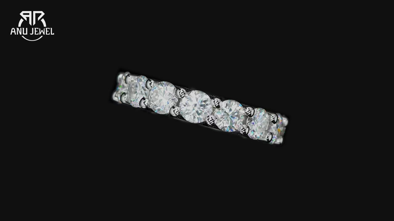 4.5mm D Color Moissanite Eternity Band - Sterling Silver
