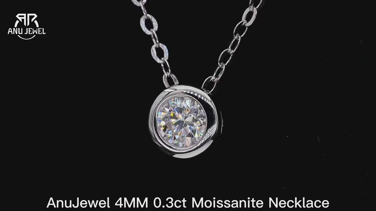0.3ct Round Cut Moissanite Pendant Necklace - 18K Gold Plated D Color