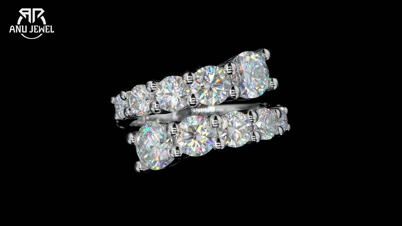 4mm D Color Moissanite Eternity Band - 4.2cttw Sterling Silver Wedding Ring