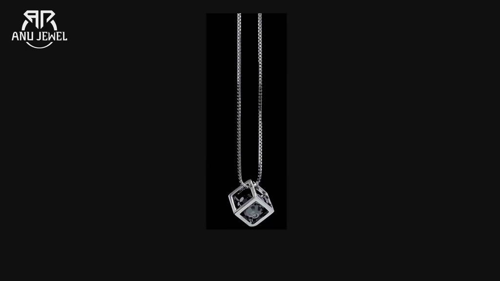 4ct Black Moissanite Pendant Necklace - 925 Sterling Silver Round Cut