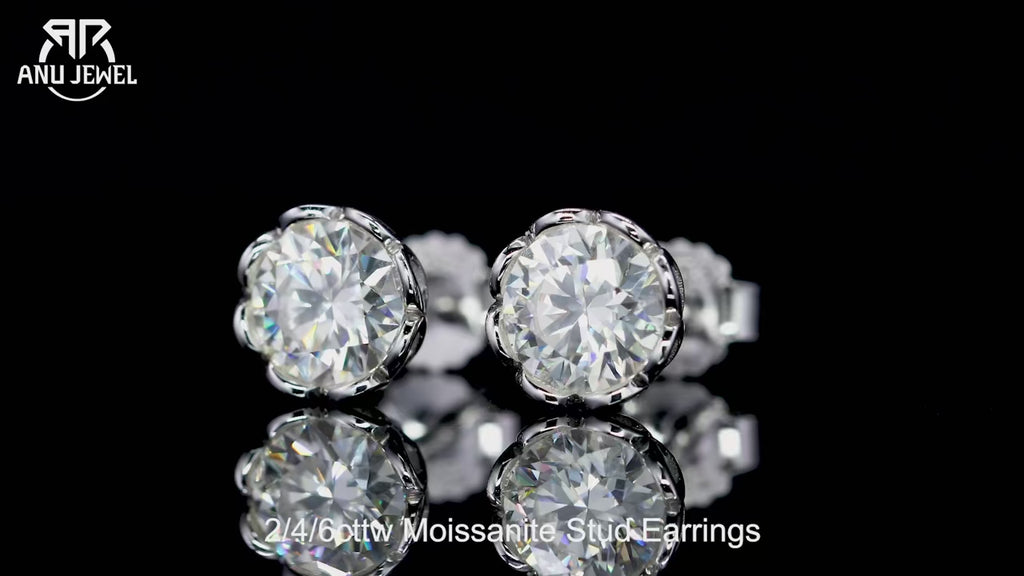 D-Color VVS1 Moissanite Stud Earrings - 925 Sterling Silver