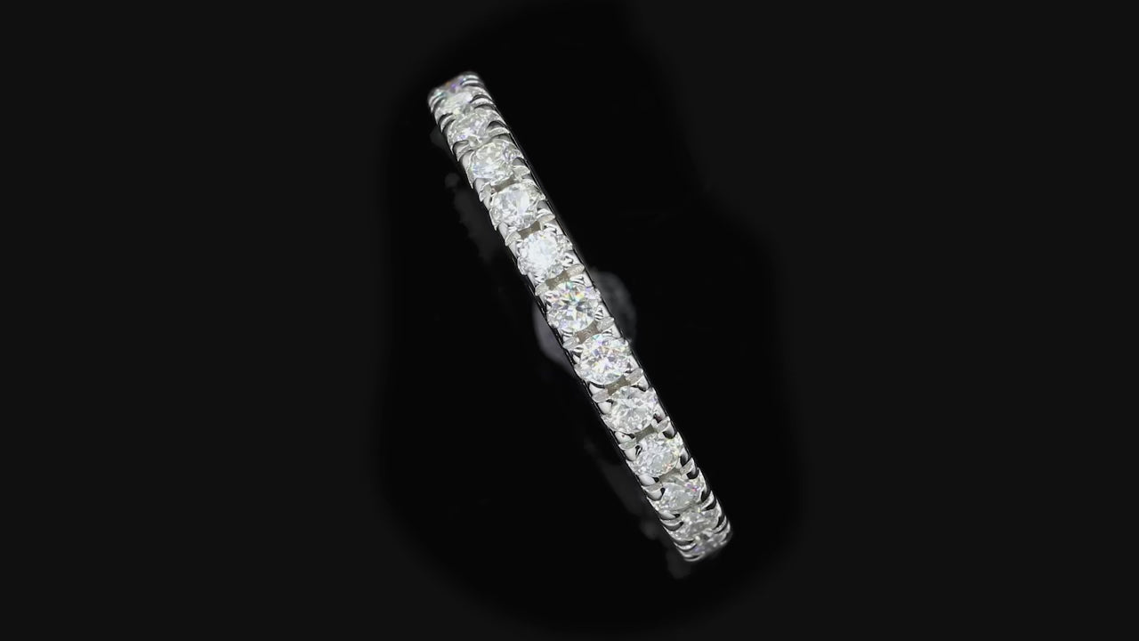 2mm D Color Moissanite Eternity Band - Sterling Silver Wedding Ring